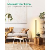 EDISHINE Staande lamp van hout, 18W dimbare LED staande lamp, 3000K warm wit, rustieke vloerlamp met voetschakelaar, 800 lumen lichtzuil voor woonkamer, slaapkamer, kantoor, greige.