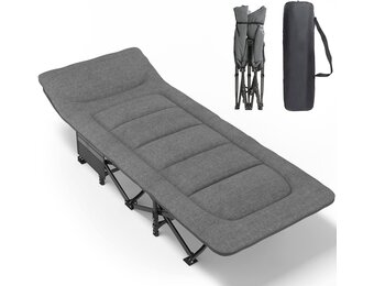 Opvouwbaar campingbed, robuust voor volwassenen, belastbaar tot 250 kg, voor outdoor, camping, reizen, thuis, enz. (grijs)