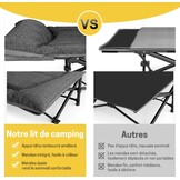 Opvouwbaar campingbed, robuust voor volwassenen, belastbaar tot 250 kg, voor outdoor, camping, reizen, thuis, enz. (grijs)