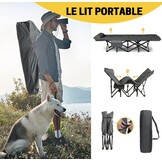 Opvouwbaar campingbed, robuust voor volwassenen, belastbaar tot 250 kg, voor outdoor, camping, reizen, thuis, enz. (grijs)