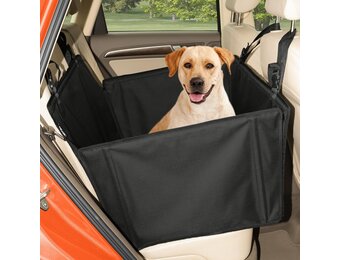 Extra stabiele hondenautostoel – Versterkte autostoel voor middelgrote honden met 4 bevestigingsriemen – Stevige en waterdichte huisdierenstoel voor op de achterbank van de auto