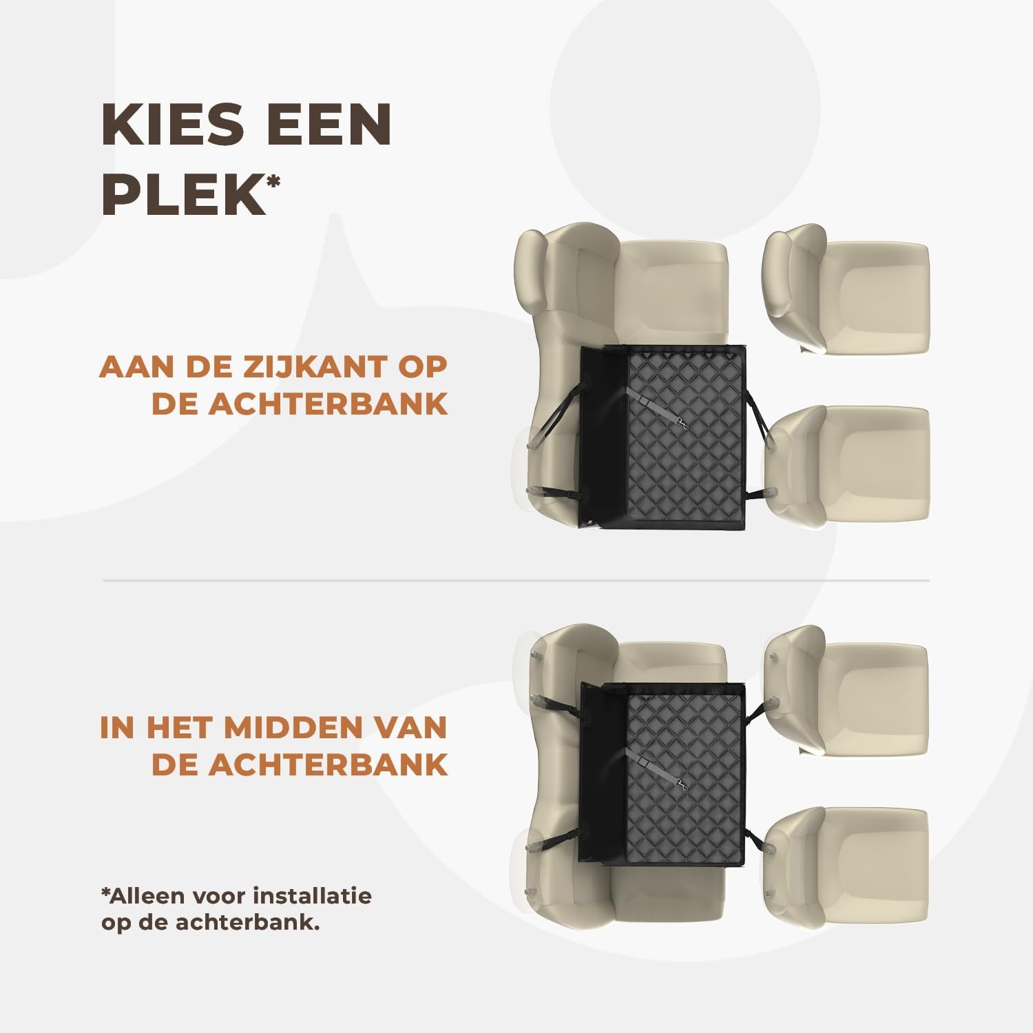 Extra stabiele hondenautostoel – Versterkte autostoel voor middelgrote honden met 4 bevestigingsriemen – Stevige en waterdichte huisdierenstoel voor op de achterbank van de auto