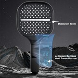 Grote douchekop met hoge druk, waterbesparend, 7 straalsoorten (donkergrijs)