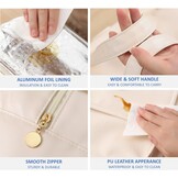 Lunch Bag voor damesmode, lekvrije koeltas, grote leren lunchtas, ideaal voor kantoor, werk of picknick (beige)