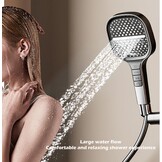 Grote douchekop met hoge druk, waterbesparend, 7 straalsoorten (donkergrijs)