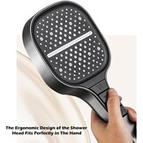 Grote douchekop met hoge druk, waterbesparend, 7 straalsoorten (donkergrijs)