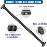 Doucherail, geen boren, uitschuifbare gordijnroede voor klemmen, telescopische roede, douchegordijnrail voor badkamer, slaapkamer, zwart (85-220 cm, Φ32 mm)