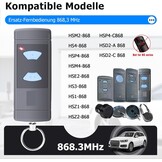 Handzender compatibel met Hörmann, 868,3 MHz vervangende garagedeuropener voor Hörmann HSE2-868, HSM4-868, HS4-868, 3 kanalen, 3-pack