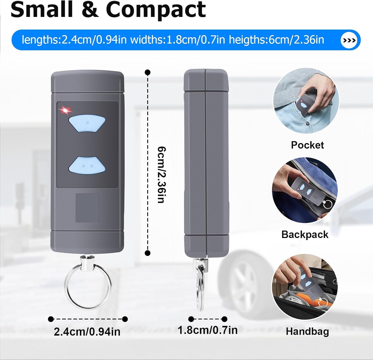 Handzender compatibel met Hörmann, 868,3 MHz vervangende garagedeuropener voor Hörmann HSE2-868, HSM4-868, HS4-868, 3 kanalen, 3-pack