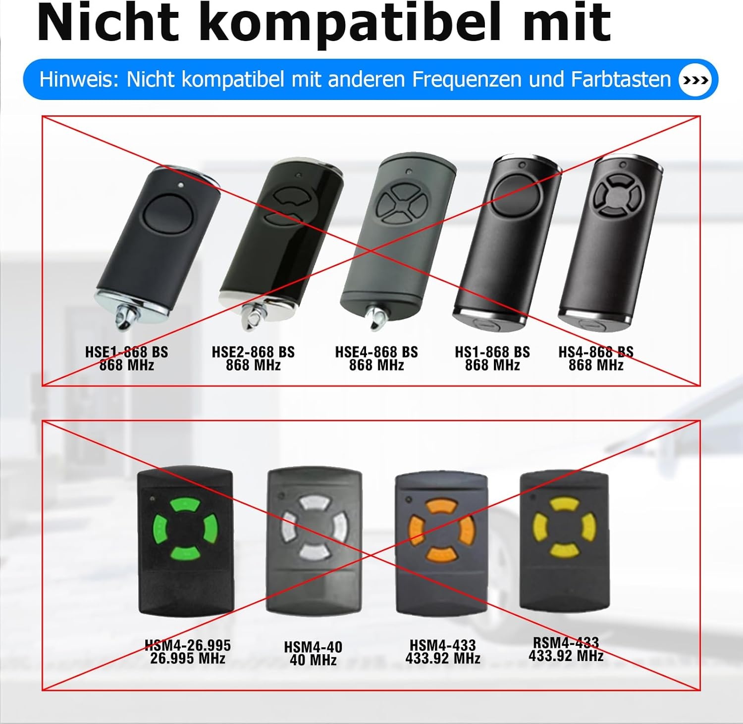 Handzender compatibel met Hörmann, 868,3 MHz vervangende garagedeuropener voor Hörmann HSE2-868, HSM4-868, HS4-868, 3 kanalen, 3-pack