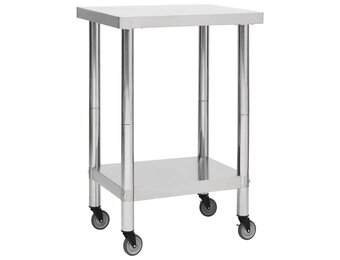 vidaxl Keukenwerktafel met wielen 60x60x85 cm roestvrij staal