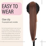 Klauw op Paardenstaart Haarstuk Vlecht Verlenging Rechte Lange Paardenstaart Extensies Haarverlenging Synthetische Ponytail, 50cm Donkerbruin