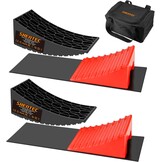 Shentec Oprijwiggen, set van 2, compensatiewiggen voor campers en caravans, tot 16 ton, incl. 2 remwiggen, draagtas, 2 antislipmatten, tredewiggen, kunststof