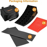Shentec Oprijwiggen, set van 2, compensatiewiggen voor campers en caravans, tot 16 ton, incl. 2 remwiggen, draagtas, 2 antislipmatten, tredewiggen, kunststof