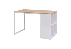 vidaXL Schrijftafel Eiken/Wit (120x60x75cm) - 64% Korting!