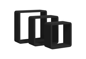 vidaXL Wandschappen Kubus Zwart (3 stuks) - 60% Korting