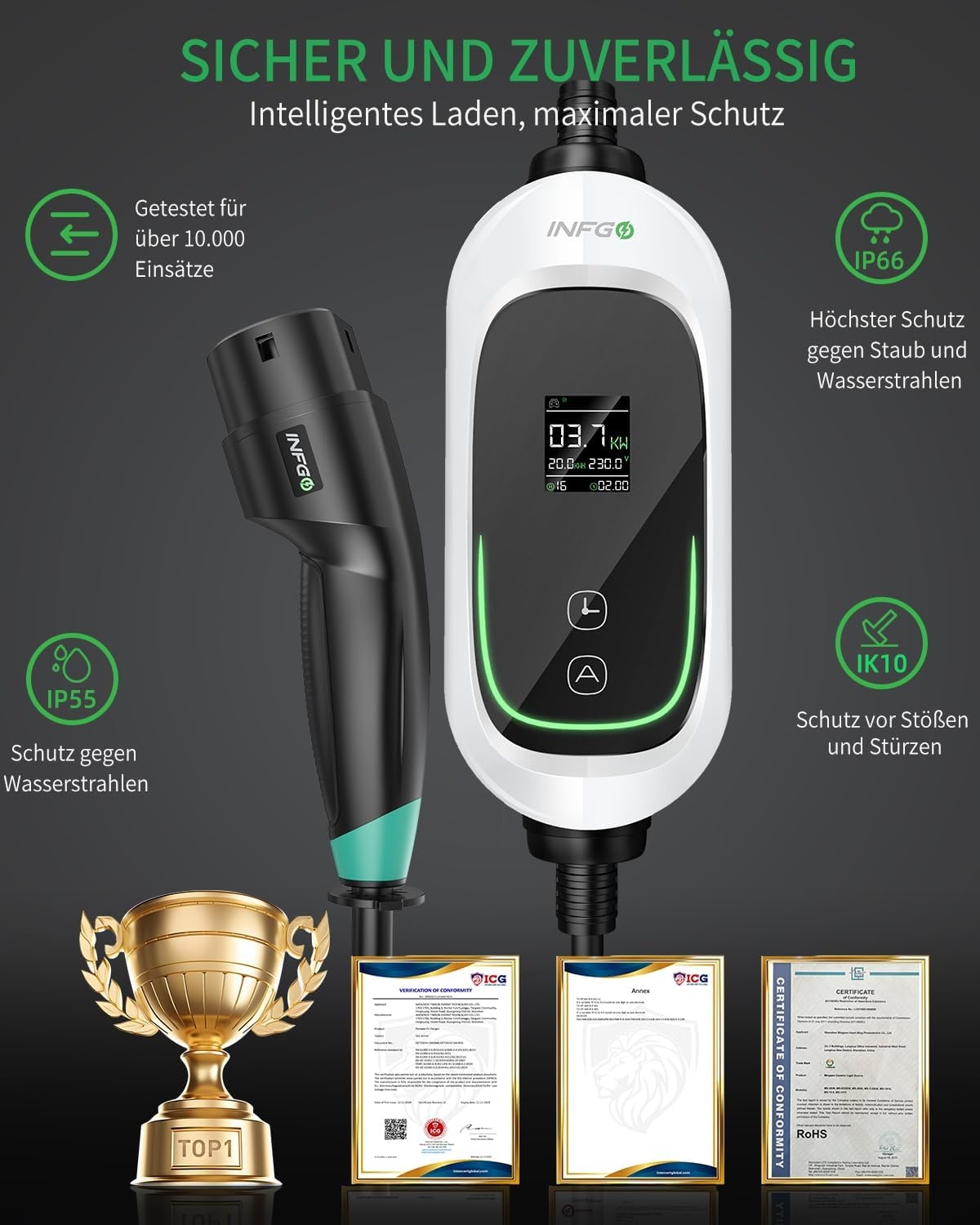 Mobile Wallbox 3.68 kW - 30% Korting! Verstelbaar & Tijdsgestuurd