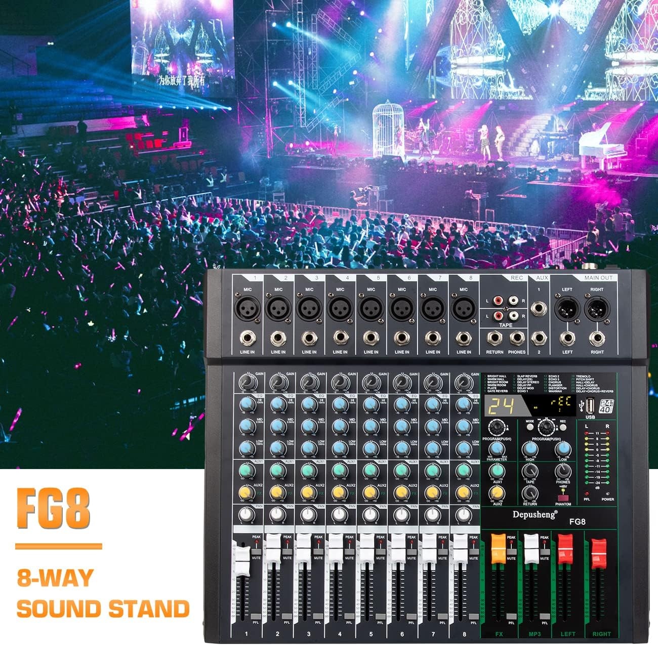 Depusheng FG8: 8-Kanal Audio Mixer met 30% Korting