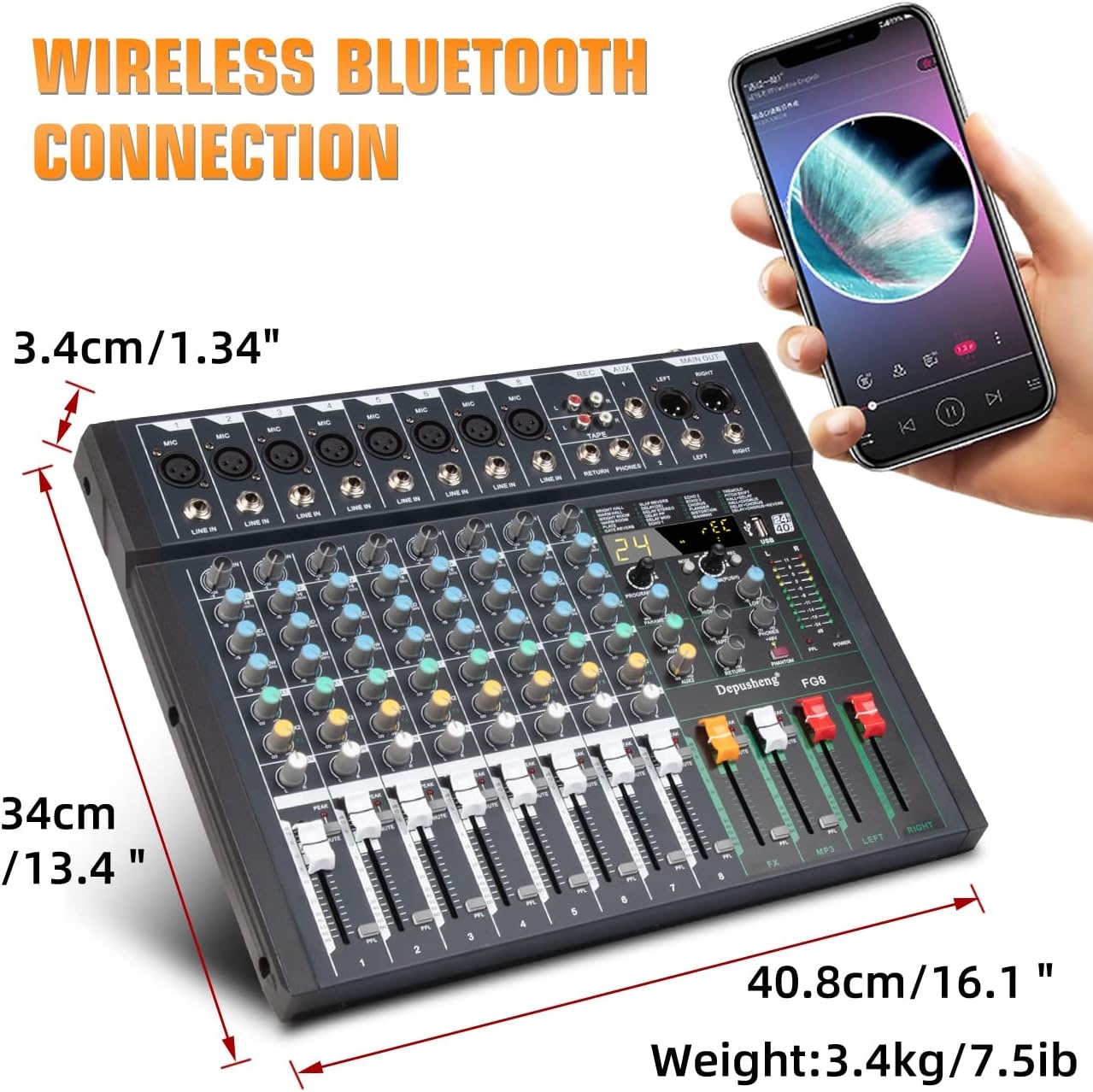 Depusheng FG8: 8-Kanal Audio Mixer met 30% Korting