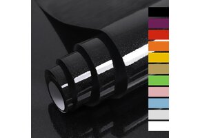 Zwarte Glanzende Kleeffolie 90x6m - 30% Korting