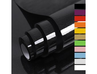 Zwarte Glanzende Kleeffolie 90x6m - 30% Korting