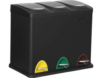 Geretourneerde Vuilnisbak 3 Compartimenten - Zwart | 41% Korting