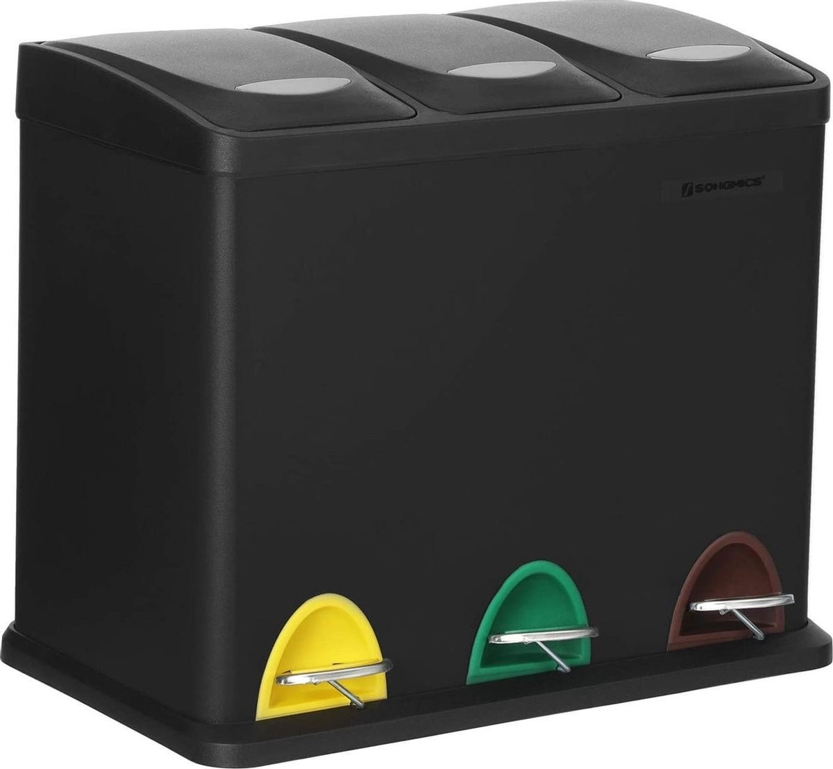 Geretourneerde Vuilnisbak 3 Compartimenten - Zwart | 41% Korting