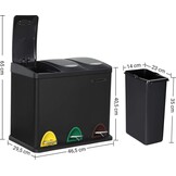 Geretourneerde Vuilnisbak 3 Compartimenten - Zwart | 41% Korting