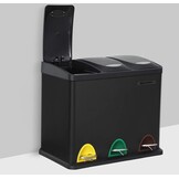 Geretourneerde Vuilnisbak 3 Compartimenten - Zwart | 41% Korting