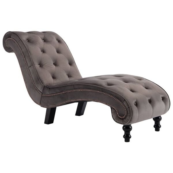 vidaXL Chaise longue fluweel grijs - 35% Korting