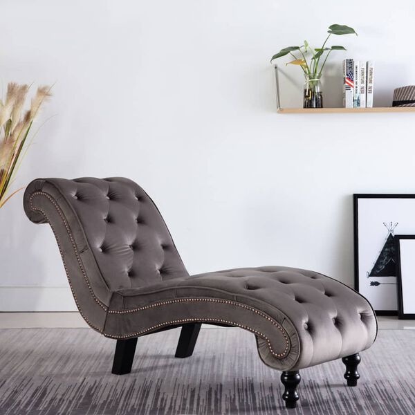 vidaXL Chaise longue fluweel grijs - 35% Korting
