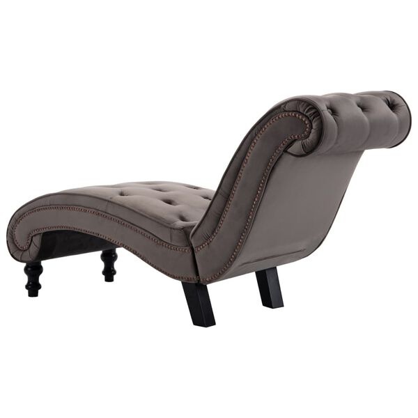 vidaXL Chaise longue fluweel grijs - 35% Korting