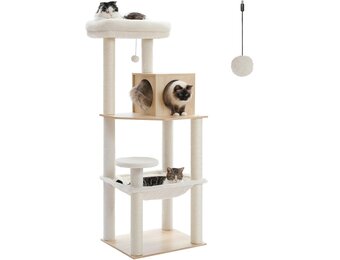 PETEPELA Houten Kattenkrabpaal 143 cm - 30% Korting - Beige