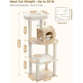 PETEPELA Houten Kattenkrabpaal 143 cm - 30% Korting - Beige