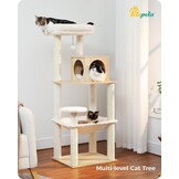 PETEPELA Houten Kattenkrabpaal 143 cm - 30% Korting - Beige