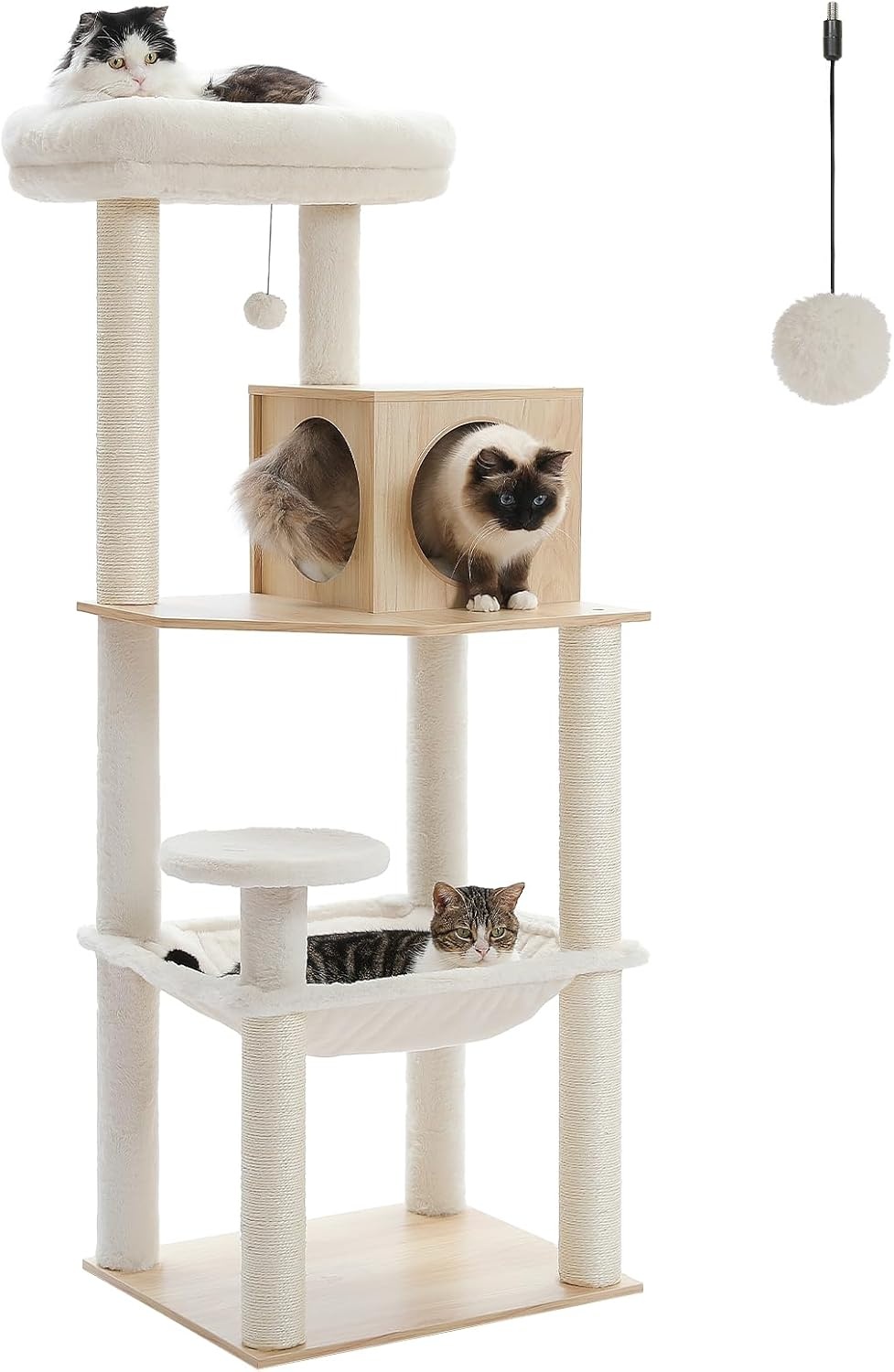 PETEPELA Houten Kattenkrabpaal - 143cm Beige - Nu 30% Korting!