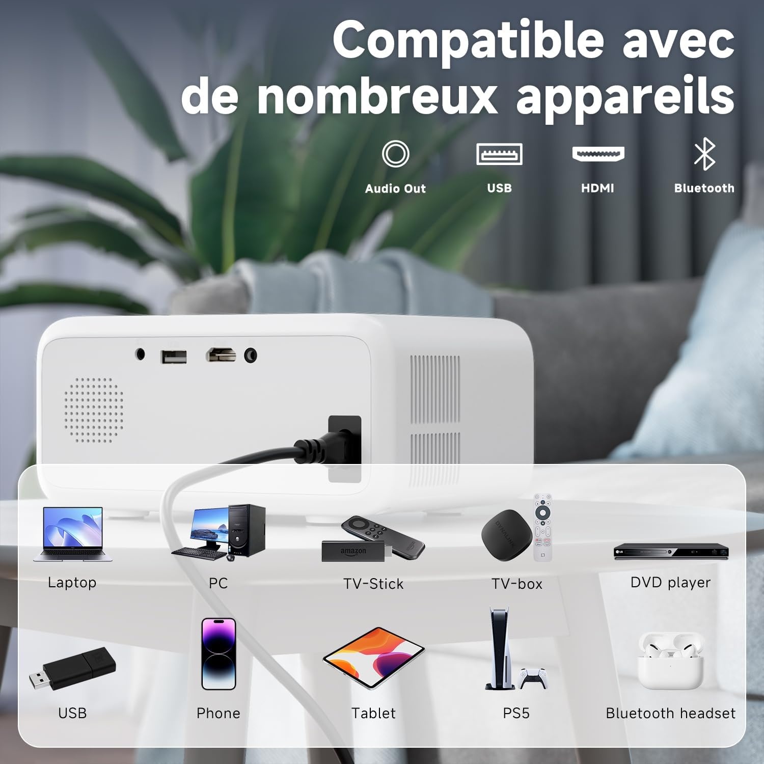 Mini Projector Visulapex V3 PRO - 12000 Lumen, FHD 1080P, 5G WiFi - Nu 30% Korting!