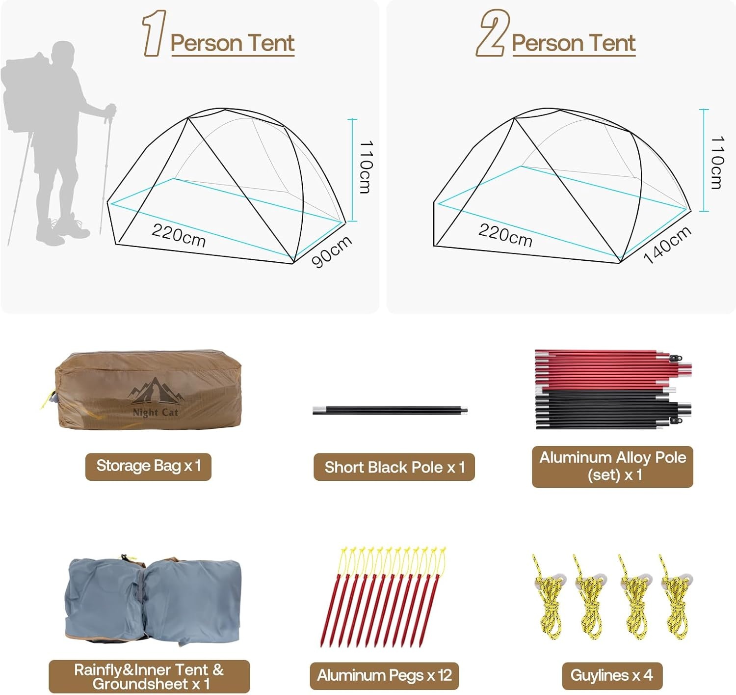 Night Cat 2-Persoons Tent | Waterdicht & Lichtgewicht | 30% Korting