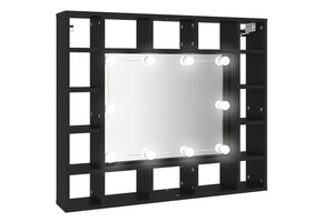 vidaXL Spiegelkast met LED-verlichting 91x15x76,5 cm Zwart - 43% Korting!