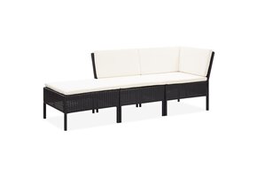 vidaXL 3-delige Loungeset Poly Rattan Zwart - 43% Korting