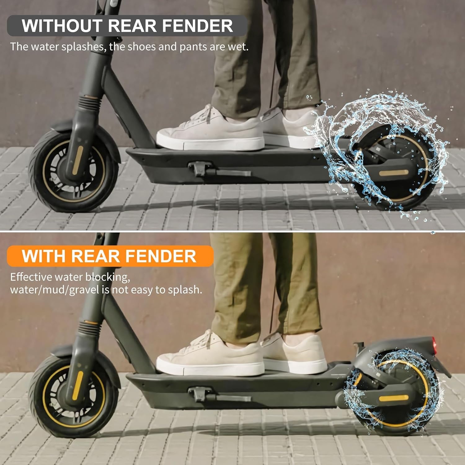 Scooter Achterspatbord, Spatbord voor Segway Ninebot Max G2 Elektrische Scooter, Scooter Achterspatbord Vervanging met Achterlicht Montage