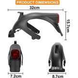 Scooter Achterspatbord, Spatbord voor Segway Ninebot Max G2 Elektrische Scooter, Scooter Achterspatbord Vervanging met Achterlicht Montage