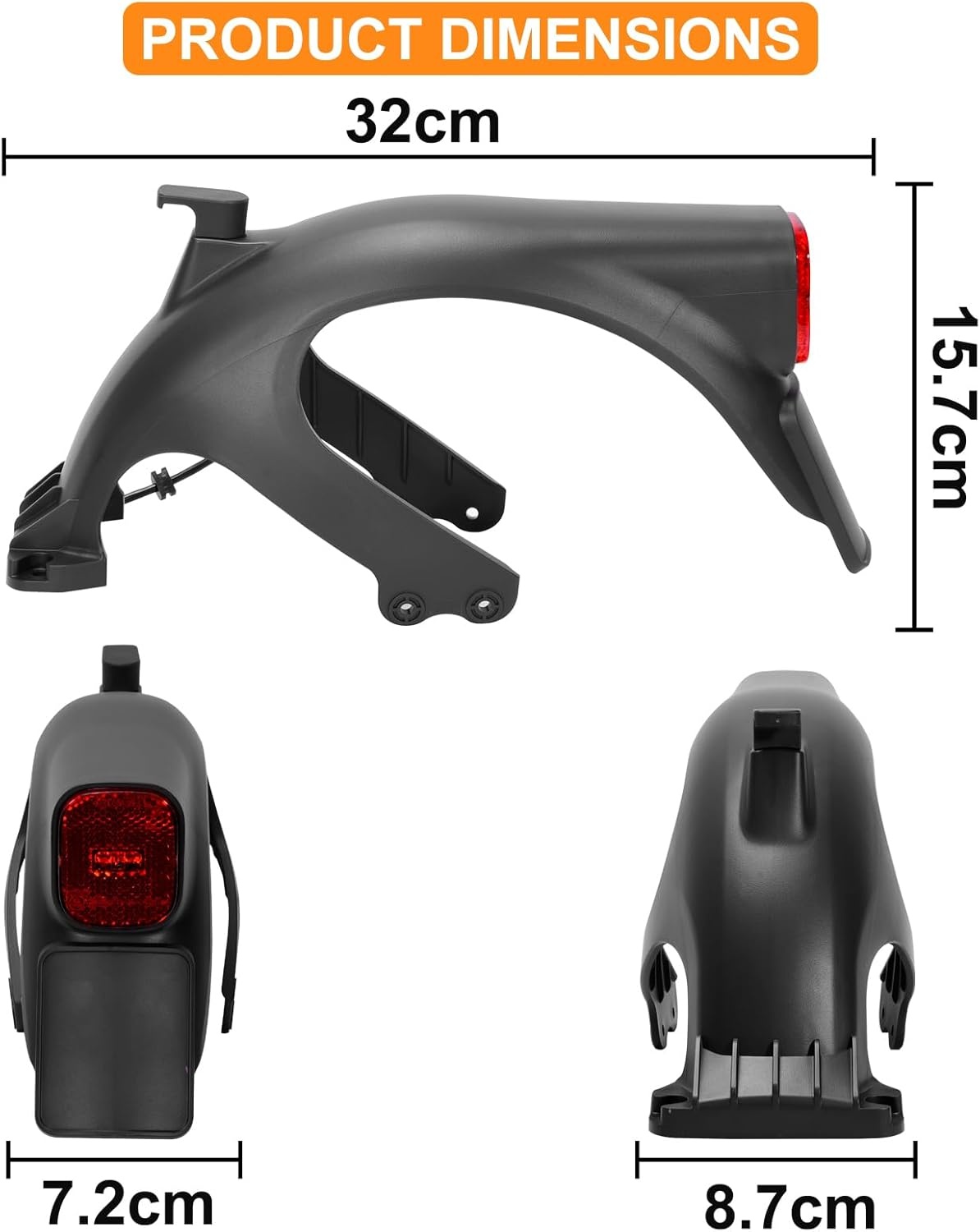 Scooter Achterspatbord, Spatbord voor Segway Ninebot Max G2 Elektrische Scooter, Scooter Achterspatbord Vervanging met Achterlicht Montage