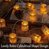 Fielegen 2 Meter 10 LED Retro String Lights Batterij Werkt Indoor Slaapkamer Vintage Thema Decoratieve Fairy Lights voor Thuis Tuin Bruiloft Verjaardagsfeest Decor Festival Sfeer Lichten (Warm Wit)
