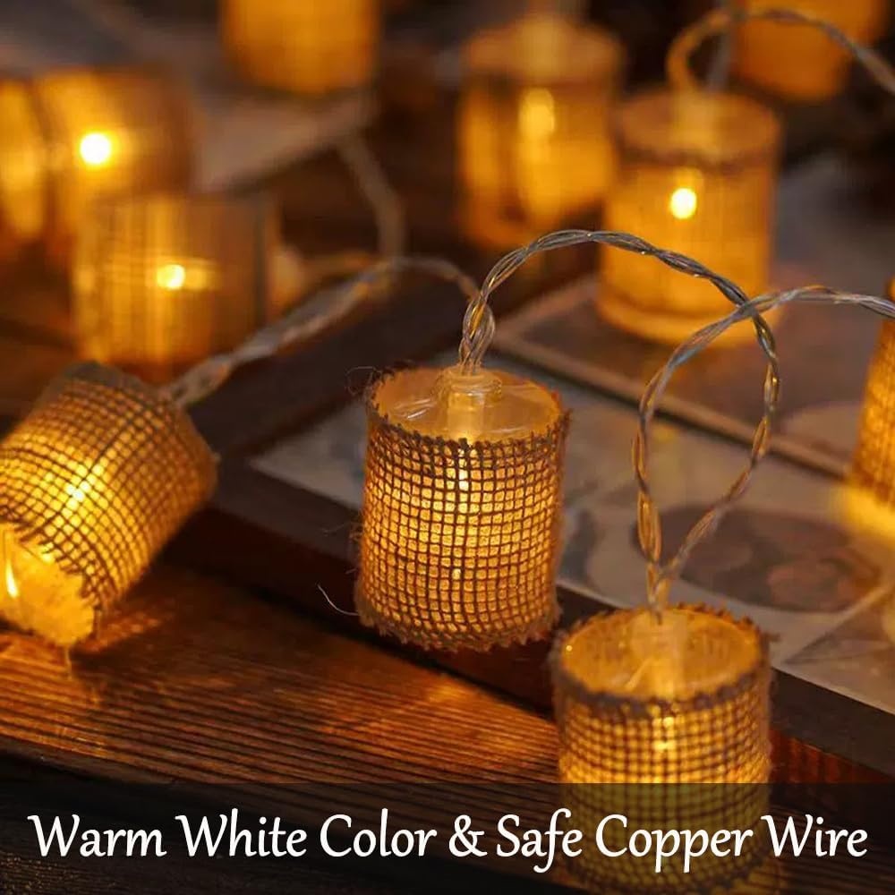 Fielegen 2 Meter 10 LED Retro String Lights Batterij Werkt Indoor Slaapkamer Vintage Thema Decoratieve Fairy Lights voor Thuis Tuin Bruiloft Verjaardagsfeest Decor Festival Sfeer Lichten (Warm Wit)