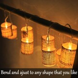 Fielegen 2 Meter 10 LED Retro String Lights Batterij Werkt Indoor Slaapkamer Vintage Thema Decoratieve Fairy Lights voor Thuis Tuin Bruiloft Verjaardagsfeest Decor Festival Sfeer Lichten (Warm Wit)