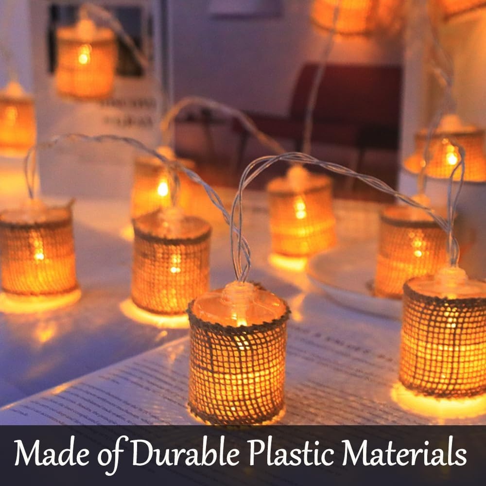 Fielegen 2 Meter 10 LED Retro String Lights Batterij Werkt Indoor Slaapkamer Vintage Thema Decoratieve Fairy Lights voor Thuis Tuin Bruiloft Verjaardagsfeest Decor Festival Sfeer Lichten (Warm Wit)