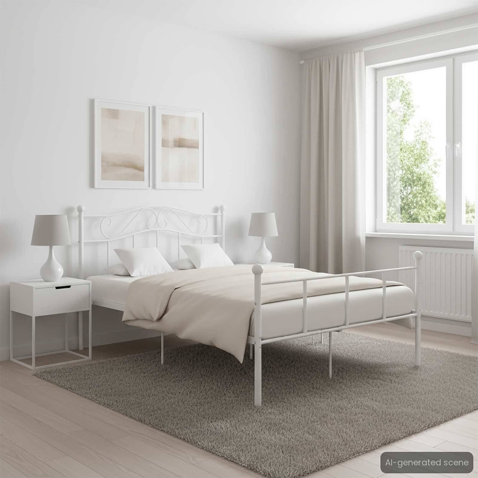 vidaXL Bedframe metaal wit 160x200 cm