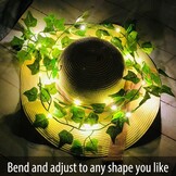 Fielegen 2 stuks per 20 leds, klimop, slinger, met batterij, hangende nep-klimop, wijnrood, feeënlichten voor slaapkamer, bruiloft, feest, vakantie, tuin, patio, decoratie