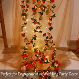 Fielegen 2 Pack 60LED Bloem Rose Vine String Lights, 20ft Batterij Aangedreven Kunstmatige Rose Bloem Garland Fairy Lights voor Valentijnsdag Bruiloft Verjaardag Party Slaapkamer Home Garden Decor